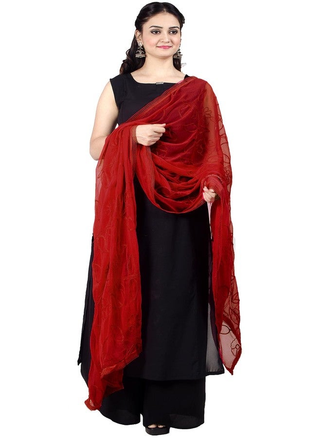 Chandrakala Chiffon Dupatta for Women,Shawl Scarf Wrap Chunni, Maroon (D285MAR) - Image 2